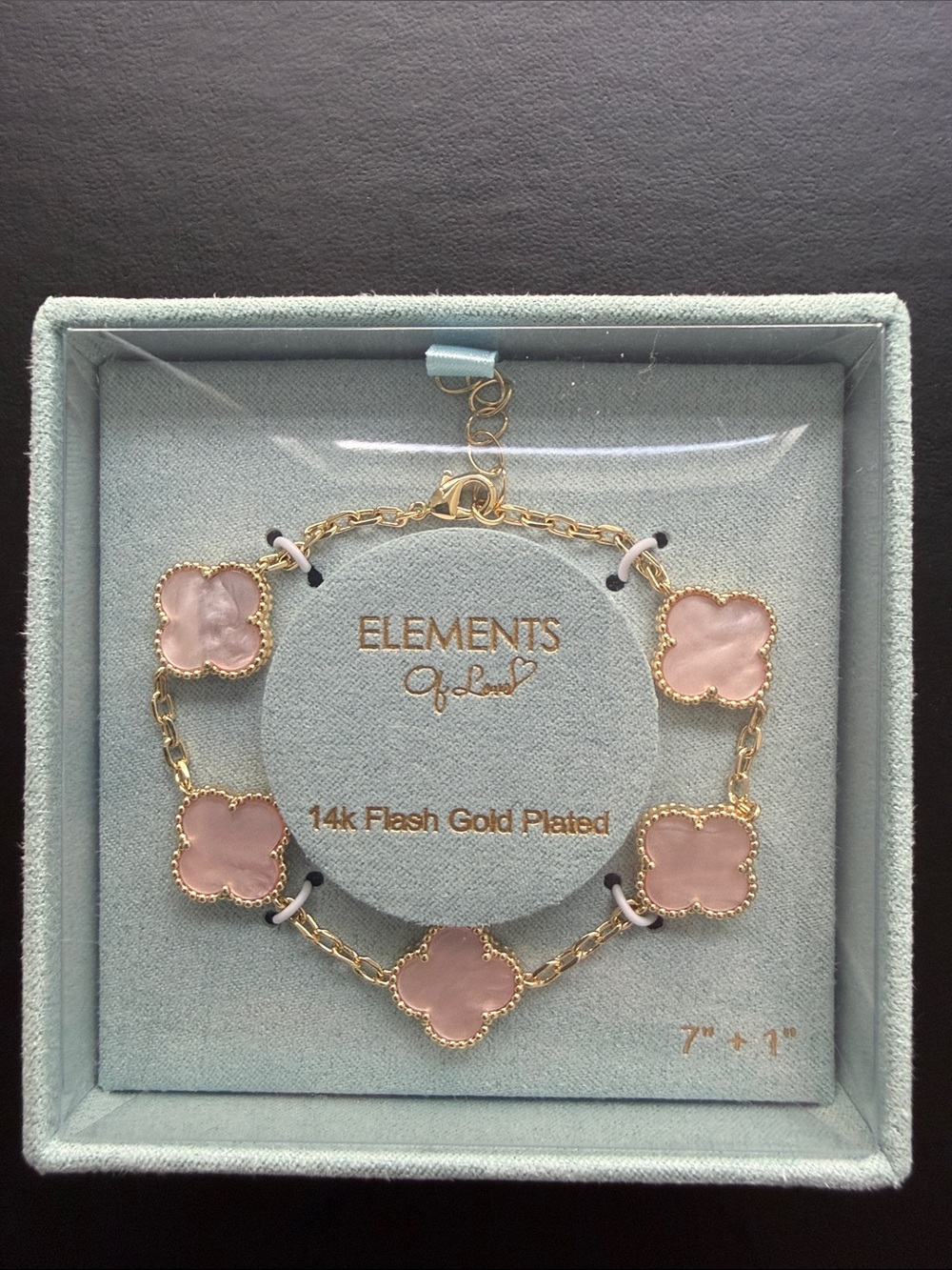 Element Gold-Plated Bracelet with Pink Clover Charms
